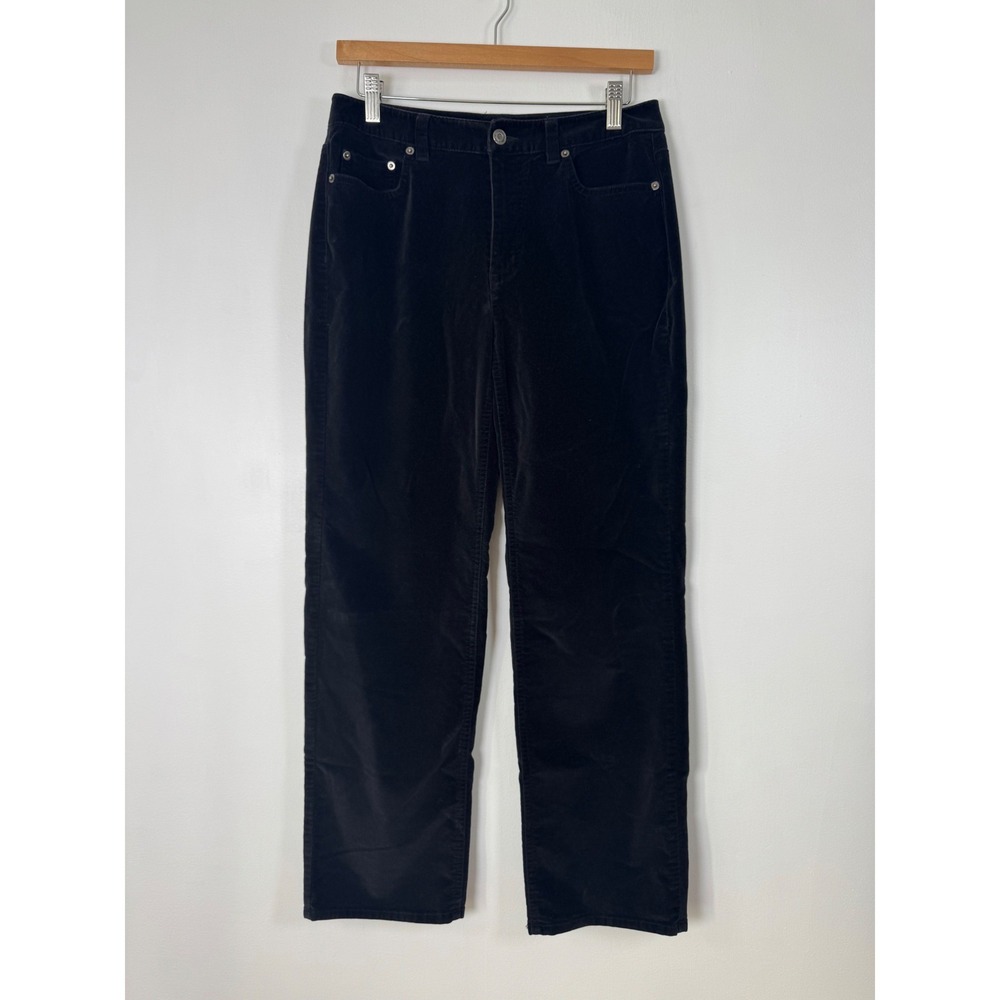 Classic Dark Academia Talbots Women 6P Corduroy Pants Black Straight Leg Stretch